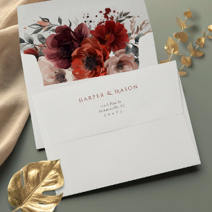 Marsala Floral Wedding Envelope
