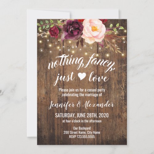 Marsala Floral Wedding Reception Invitation