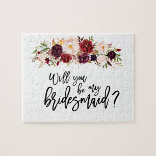 Marsala Florals Bridesmaid Proposal Puzzle