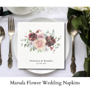 Marsala Flower Wedding Napkins