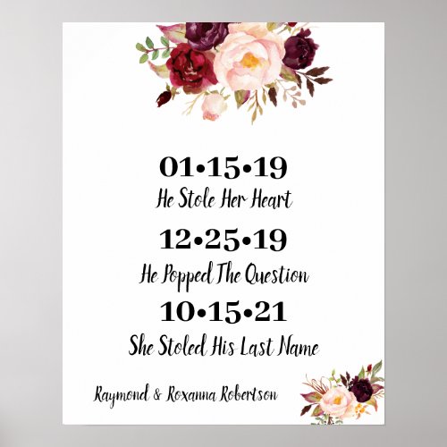 Marsala Flowers Best Day Wedding Date Yes Day  Poster