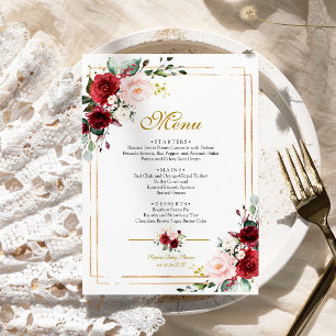 Marsala Flowers & Gold Frame Baby Shower Menu