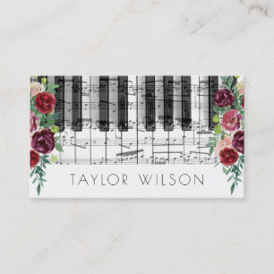 marsala flowers music teacher business card