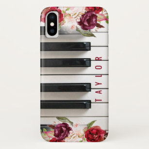marsala flowers pianist custom name music iPhone x case