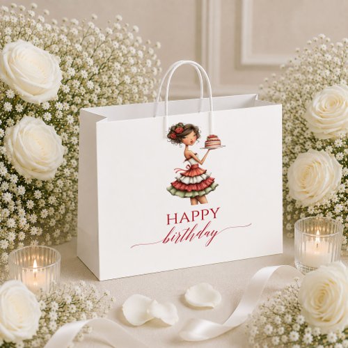 Marsala Funny Woman Burgundy Script Birthday gift  Large Gift Bag
