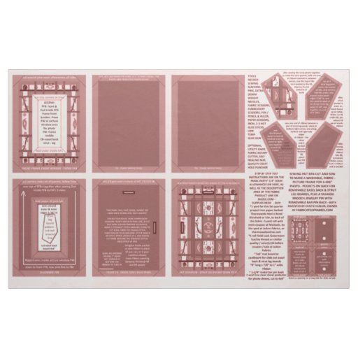 Marsala Girl Power Sewing Patterns Frame & Brooch Fabric
