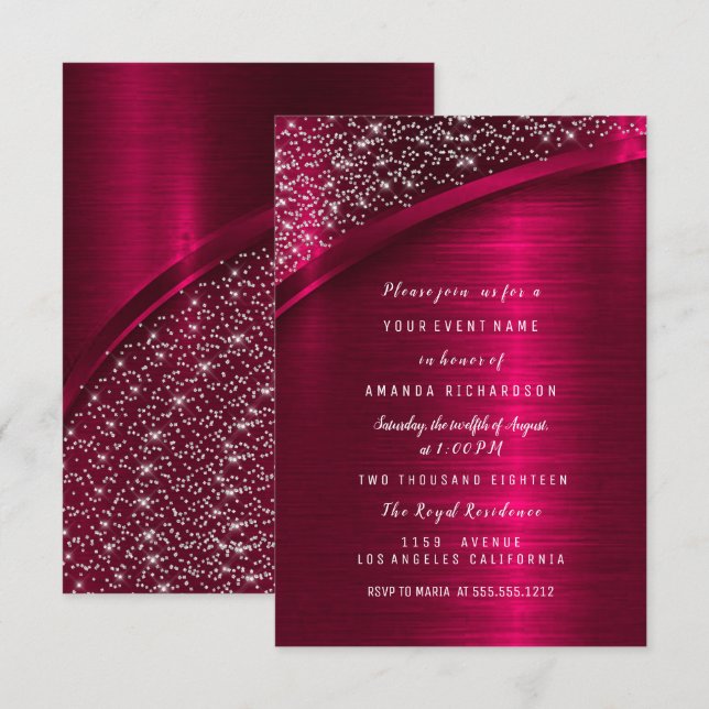 Marsala Glitter Bridal Shower Birthday Sweet 16th Invitation (Front/Back)