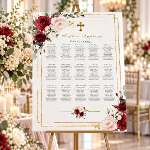 Marsala & Gold Frame Seating Charts Foam Board