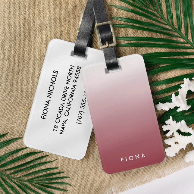 Marsala Gradient Ombre Personalized Luggage Tag (Creator Uploaded)