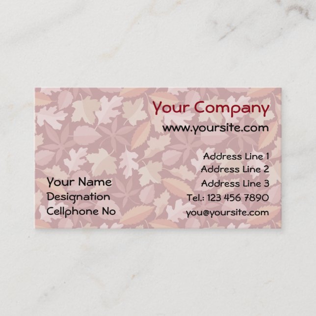 Marsala leaves pattern business card (Front)