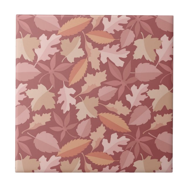 Marsala leaves pattern ceramic tile (Front)