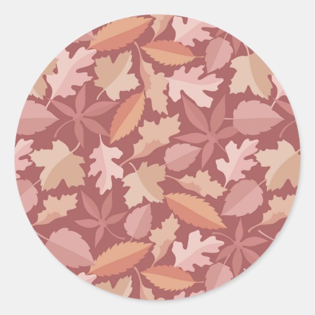 Marsala leaves pattern classic round sticker (Front)