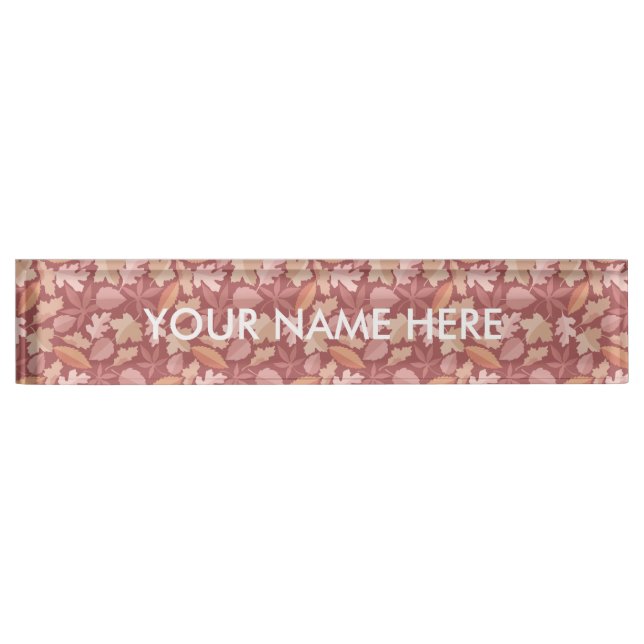Marsala leaves pattern desk name plate (Front)