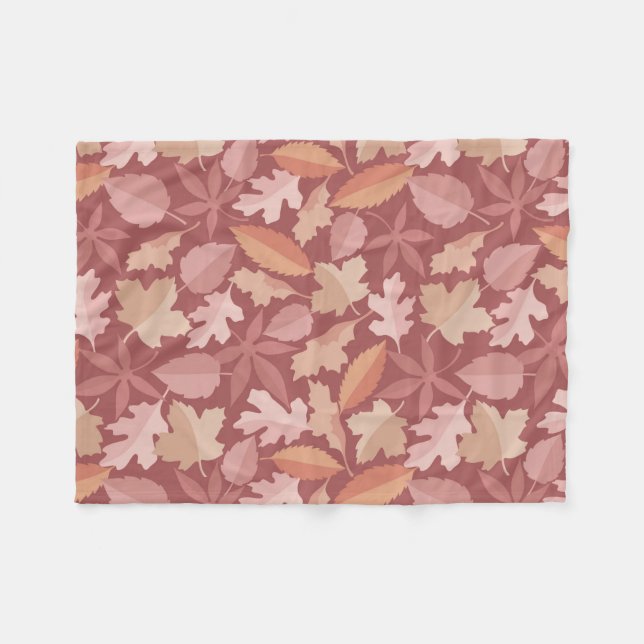 Marsala leaves pattern fleece blanket (Front (Horizontal))