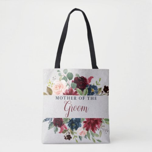 Marsala  Navy Floral Mother of the Groom Tote Bag