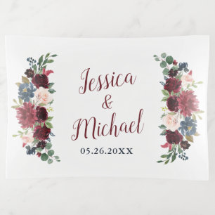 Marsala & Navy Floral Personalized Wedding Gift Trinket Tray