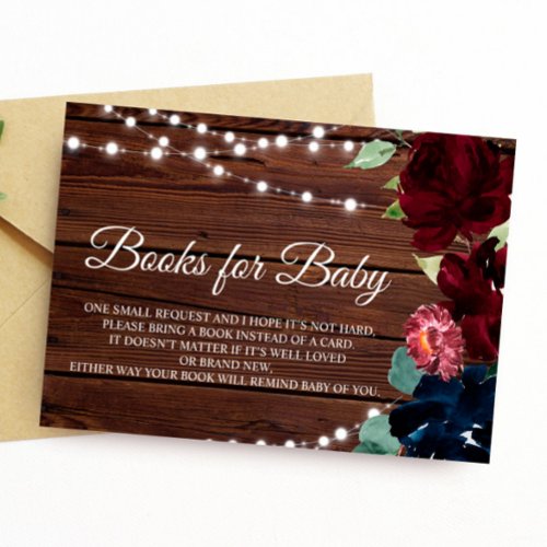 Marsala  Navy Flower Book for Baby Enclosure Card