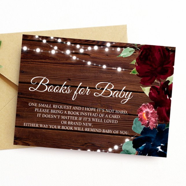 Marsala & Navy Flower Book for Baby Enclosure Card (Creator Uploaded)