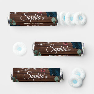 Marsala & Navy Flowers Rustic Bridal Shower Breath Savers® Mints