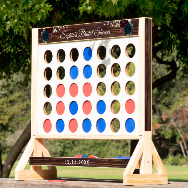 Marsala & Navy Flowers Rustic Bridal Shower  Fast Four (Lawn)