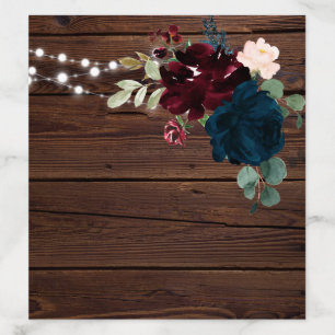 Marsala & Navy Flowers Rustic Wood Wedding Envelope Liner