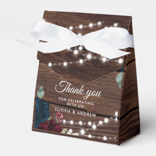 Marsala  Navy Rustic Wedding  Favor Box