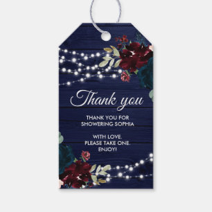 Marsala & Navy Rustic Wood Bridal Shower Gift Tags