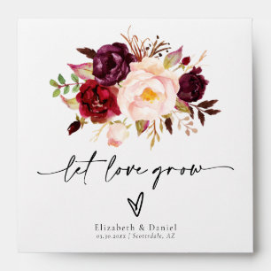 Marsala Peony Boho Wedding Favor Gift Seed Packet Envelope