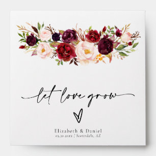 Marsala Peony Boho Wedding Favor Gift Seed Packet  Envelope