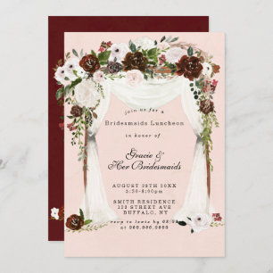 Marsala Pink Canopy Bridesmaids Luncheon Invites