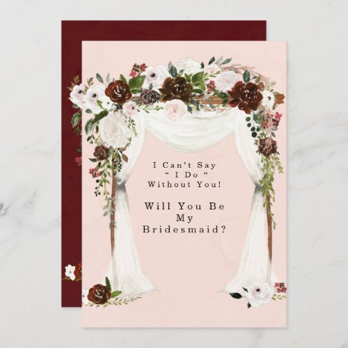 Marsala Pink Canopy Will You Be My Bridesmaid Invitation