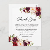 Marsala & Pink Floral Place Setting Thank You Card | Zazzle