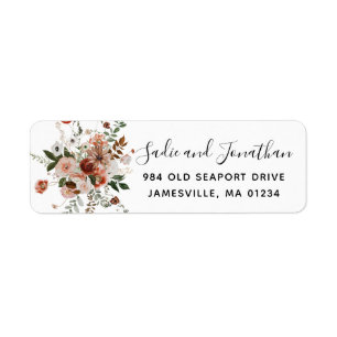 Marsala Pink Floral Return Address Label