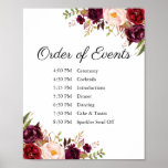 Marsala Pink Floral Wedding Order of Events Sign<br><div class="desc">Use our marsala, burgundy, and wine floral wedding order of events sign to let your guests know your schedule. The wording is customizable. Use Zazzle's "Personalize this template" tool to enter your own information. If you need to change the placement of the text boxes, font color or size just click...</div>