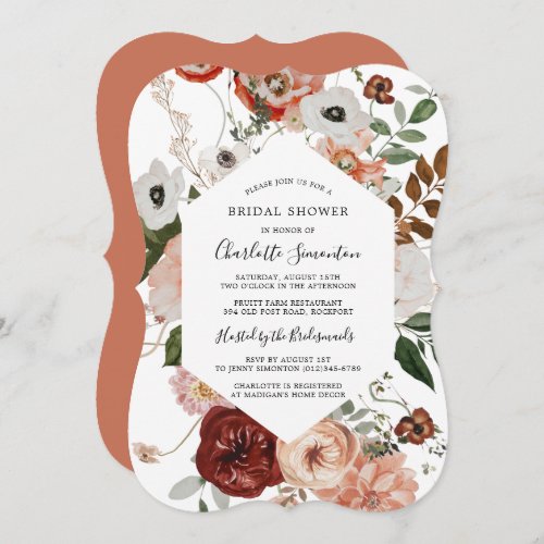 Marsala Pink Terracotta Floral Bridal Shower Invitation