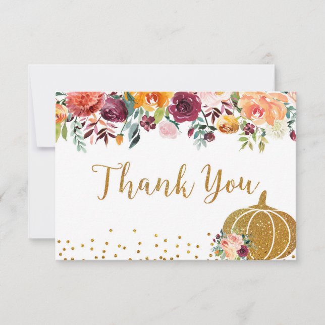 Marsala Pumpkin Birthday Thank You card (Front)