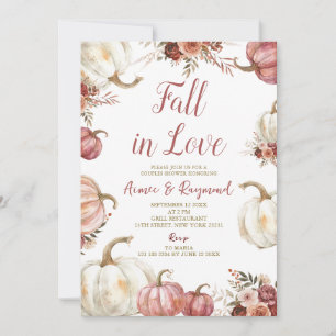 Marsala Pumpkin Fall In Love Couple Shower Invitation