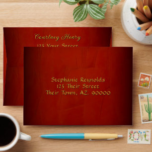 Marsala Red Black Gold Envelopes - Luxury