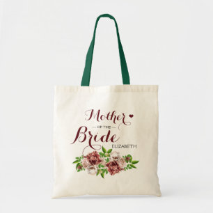 Marsala Red Floral Mother of the Bride Tote Bag