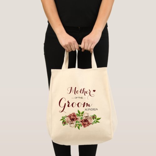 Marsala Red Floral Mother of the Groom Tote Bag