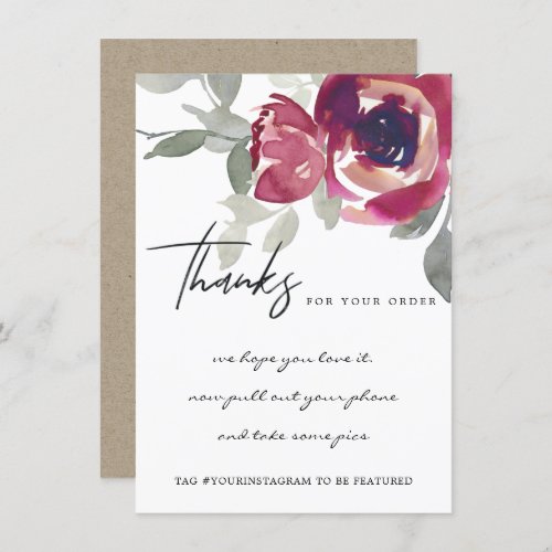 MARSALA RED ROSE FLORAL CORPORATE BUSINESS LOGO THANK YOU CARD