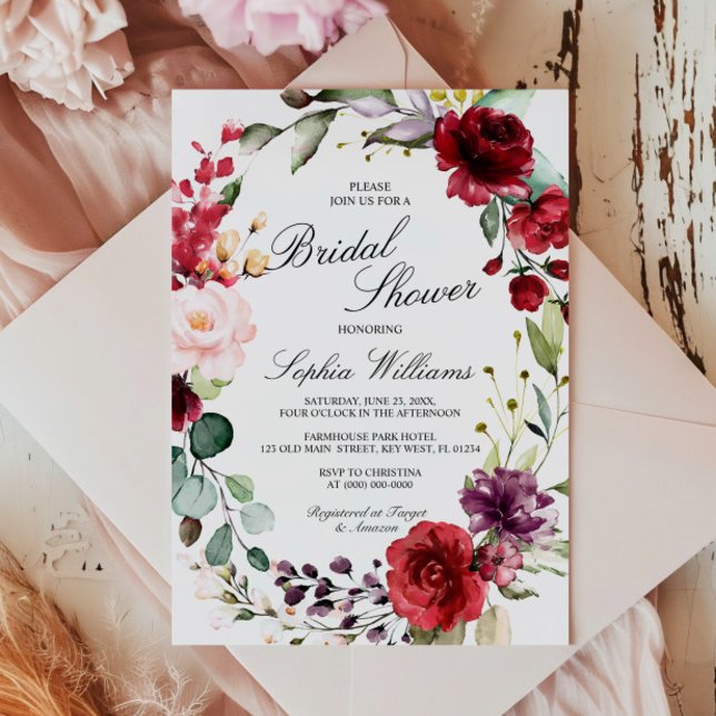 Marsala Rose Floral Bridal Shower Invitation (Creator Uploaded)