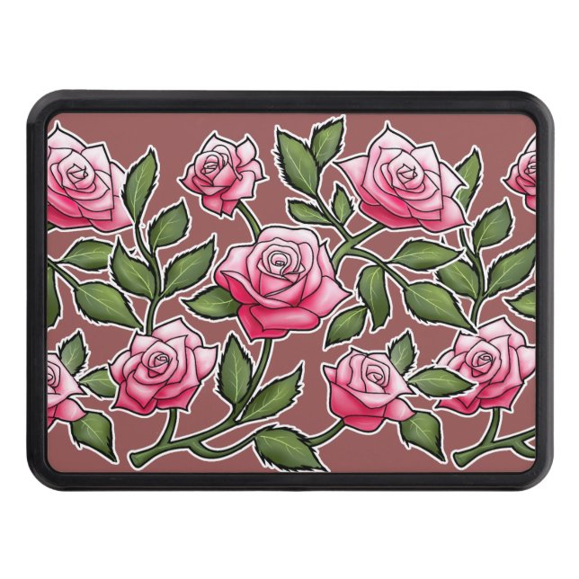 Marsala - Rose Floral Tow Hitch Cover (Front)