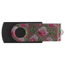 Marsala - Rose Floral USB Flash Drive