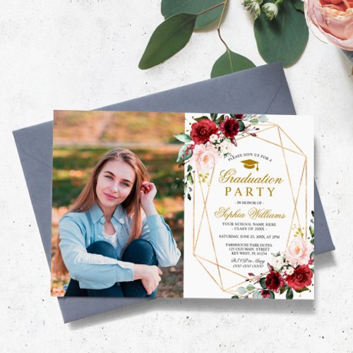Marsala Rose Photo Graduation Party Girly Floral