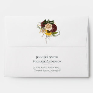 Marsala Roses Sunflowers Budget Cheap Wedding Envelope