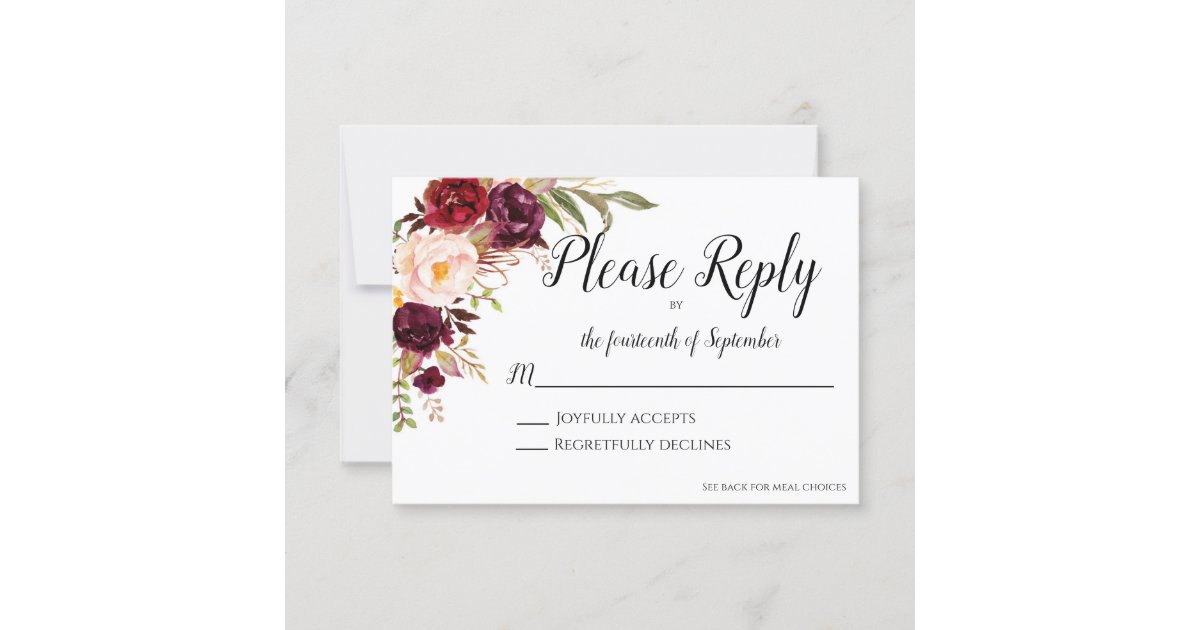 Marsala RSVP Card | Zazzle