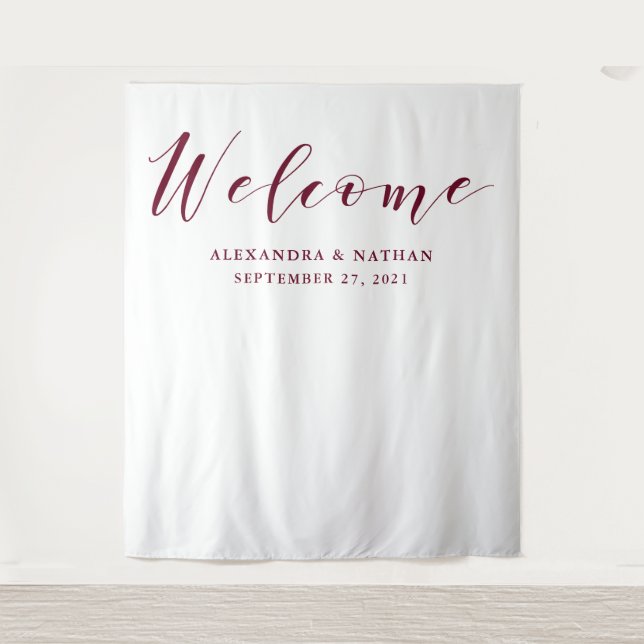 Marsala Script Wedding Backdrop | Photo Booth Prop (Front)