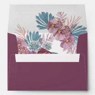 Marsala Tropical Leaves Floral Envelope