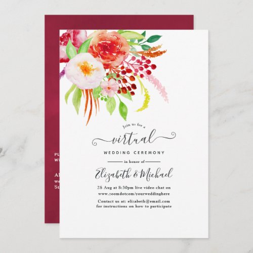 Marsala Vintage Rustic Charm Virtual Wedding Invitation